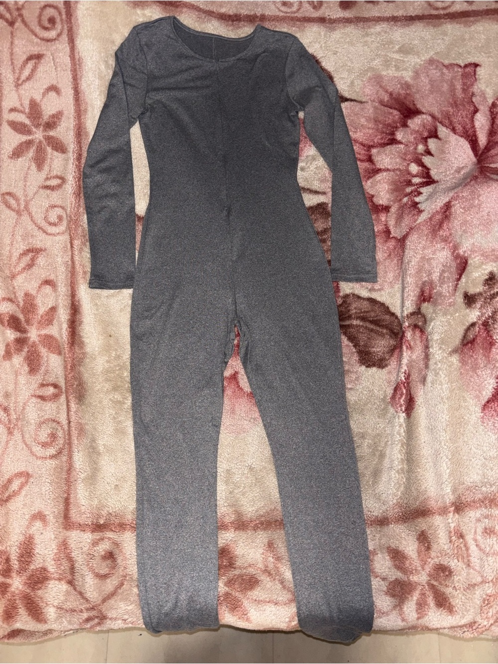 SHEIN Heather Gray Long-Sleeve Jumpsuit
